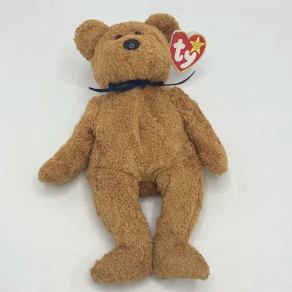 *FUZZ Tan Terry Bear, TY Beanie Babies, Rare, Tag Errors, 1998, Vintage - Picture 3 of 11